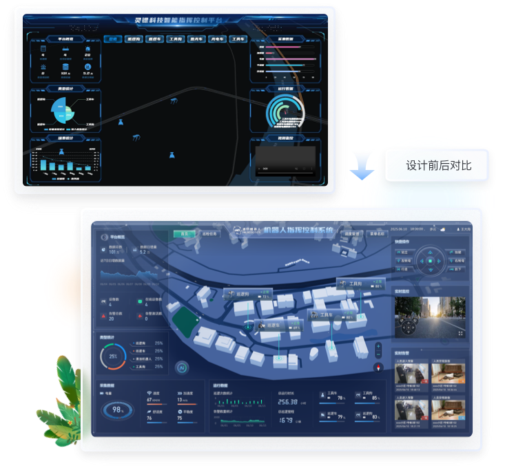 三維可視化UI設(shè)計(jì)：港仔機(jī)器人數(shù)字孿生系統(tǒng)3D地圖與設(shè)備實(shí)時(shí)監(jiān)控界面
